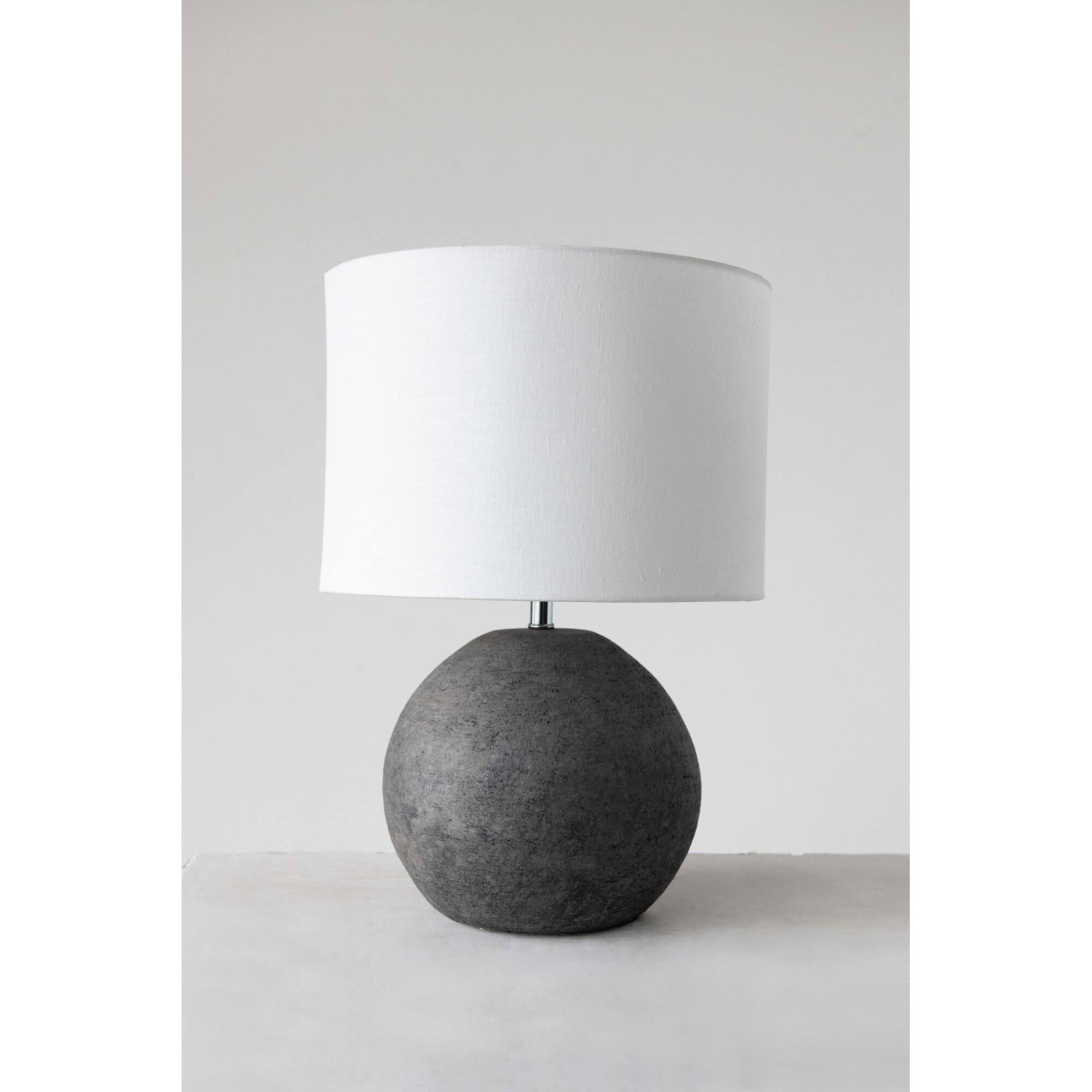 Hello Honey® 18" Distressed Finish Terracotta Table Lamp with Canvas Shade